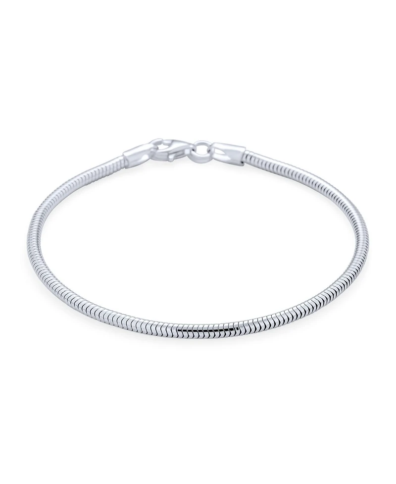 Bling Jewelry Sterling Silver Snake Bracelet Foxtail Wheat Charm Lobster Clasp