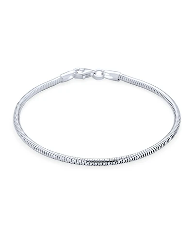 Bling Jewelry Sterling Silver Snake Bracelet Foxtail Wheat Charm Lobster Clasp