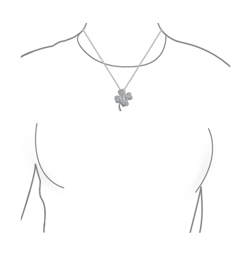 Bling Jewelry Irish Shamrock Lucky Charm Pave Cz Four Leaf Clover Pendant Necklace For Women Sterling Silver