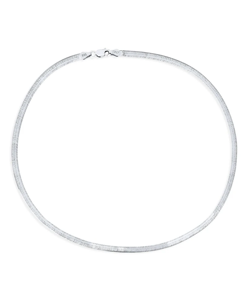 Bling Jewelry .925 Sterling Silver 3.5 mm Flat Omega Snake Flexible Herringbone Collar Necklace