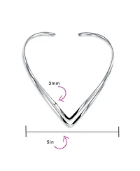 Bling Jewelry Basic Simple Double V Shape Geometric Collar Statement Necklace Silver Sterling