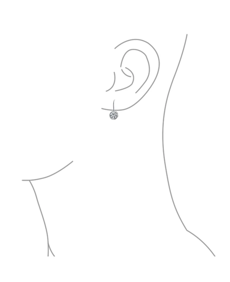 Bling Jewelry Dainty 0.50CTW Round Bezel Cubic Zirconia Cz Solitaire Dangle Drop Earrings Lever Back Rose Gold Plated .925 Sterling Silver