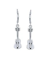 Musician Acoustic Guitar Rock Star Music Lover Instrument Lever back Dangle Earrings For Women .925 Sterling Silver