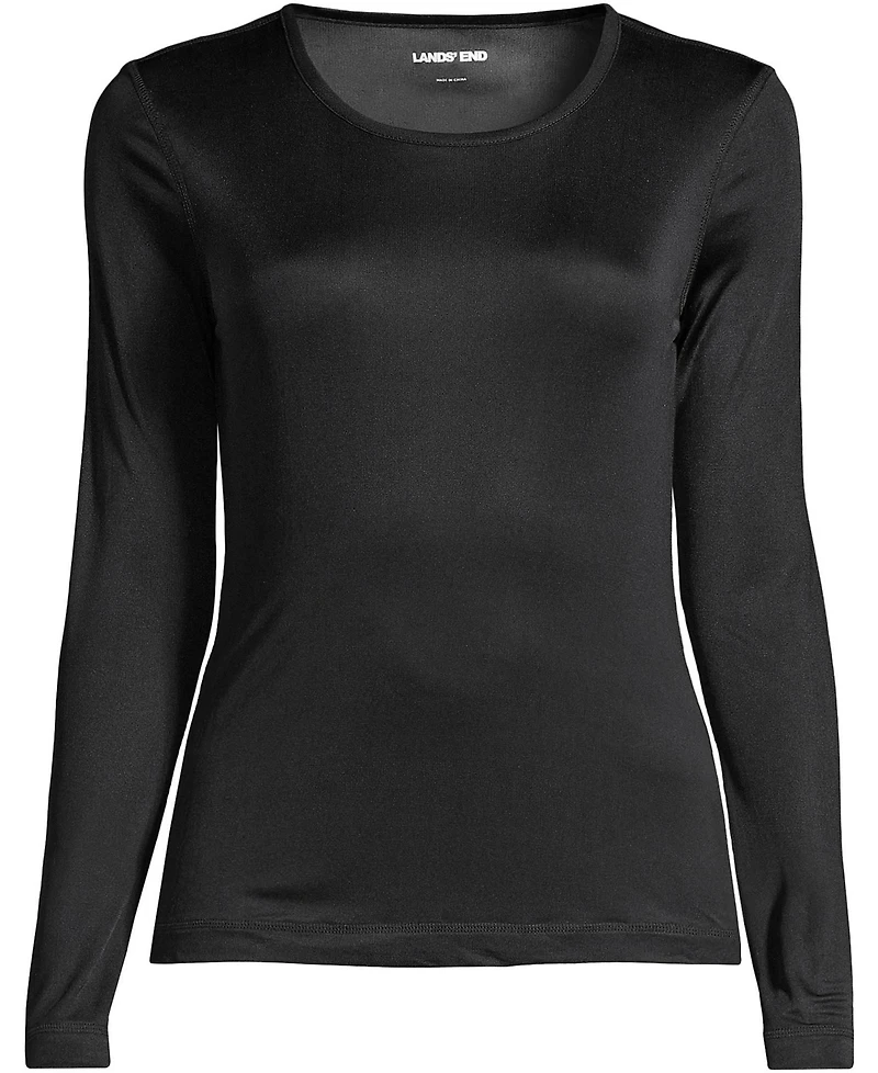 Lands' End Petite Silk Interlock Long Sleeve Crewneck Underwear Top
