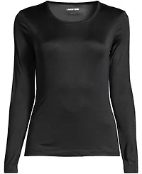 Lands' End Petite Silk Interlock Long Sleeve Crewneck Underwear Top