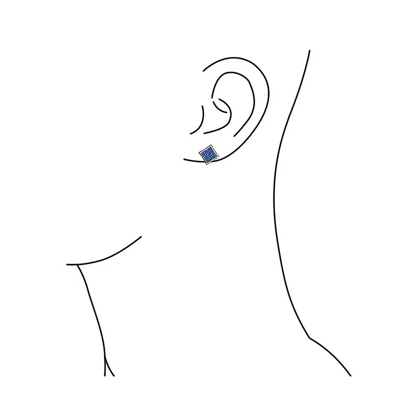 Bling Jewelry Black Blue Cubic Zirconia Micro Pave Cz Square Stud Earrings Sterling Silver Screw back 9MM