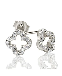 Suzy Levian Sterling Silver Cubic Zirconia Mini Clover Stud Earrings