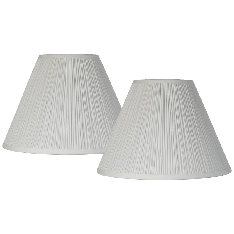 Springcrest Set of 2 White Pleated Medium Empire Lamp Shades 6.5" Top x 15" Bottom x 11" High (Spider) Replacement with Harp and Finial