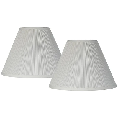 Springcrest Set of 2 White Pleated Medium Empire Lamp Shades 6.5" Top x 15" Bottom x 11" High (Spider) Replacement with Harp and Finial