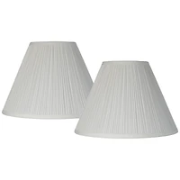 Springcrest Set of 2 White Pleated Medium Empire Lamp Shades 6.5" Top x 15" Bottom x 11" High (Spider) Replacement with Harp and Finial
