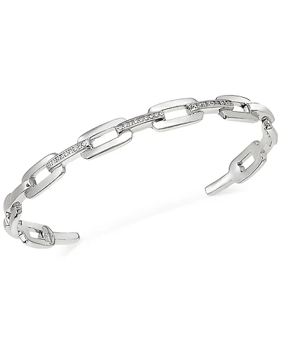 Diamond Link Cuff Bangle Bracelet (1/6 ct. t.w.) in Sterling Silver