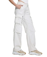 Guess Women's Kori High Rise Wide Leg Cotton Cargo Jeans