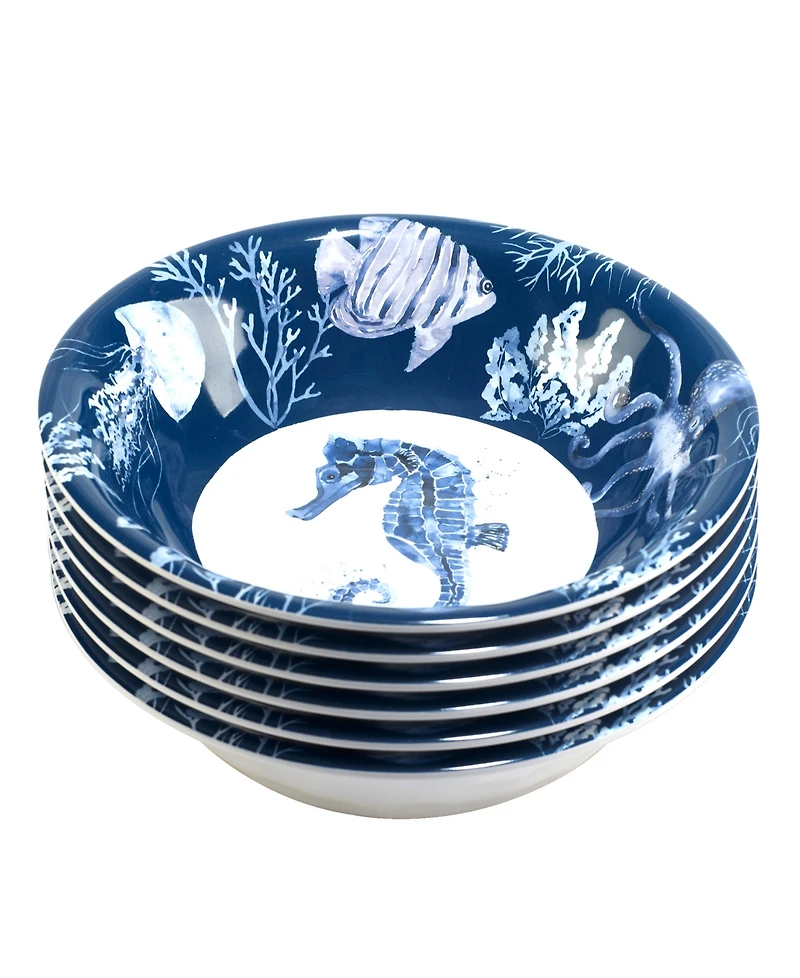Certified International Sea Life Set of 6 All Purpose Bowl 7.5" x 2", Service For 6