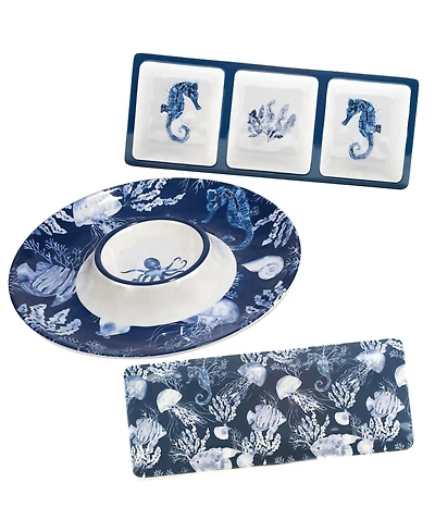 Certified International Sea Life 3 Pc Hostess Set, Service For 3