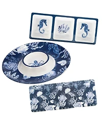 Certified International Sea Life 3 Pc Hostess Set, Service For 3