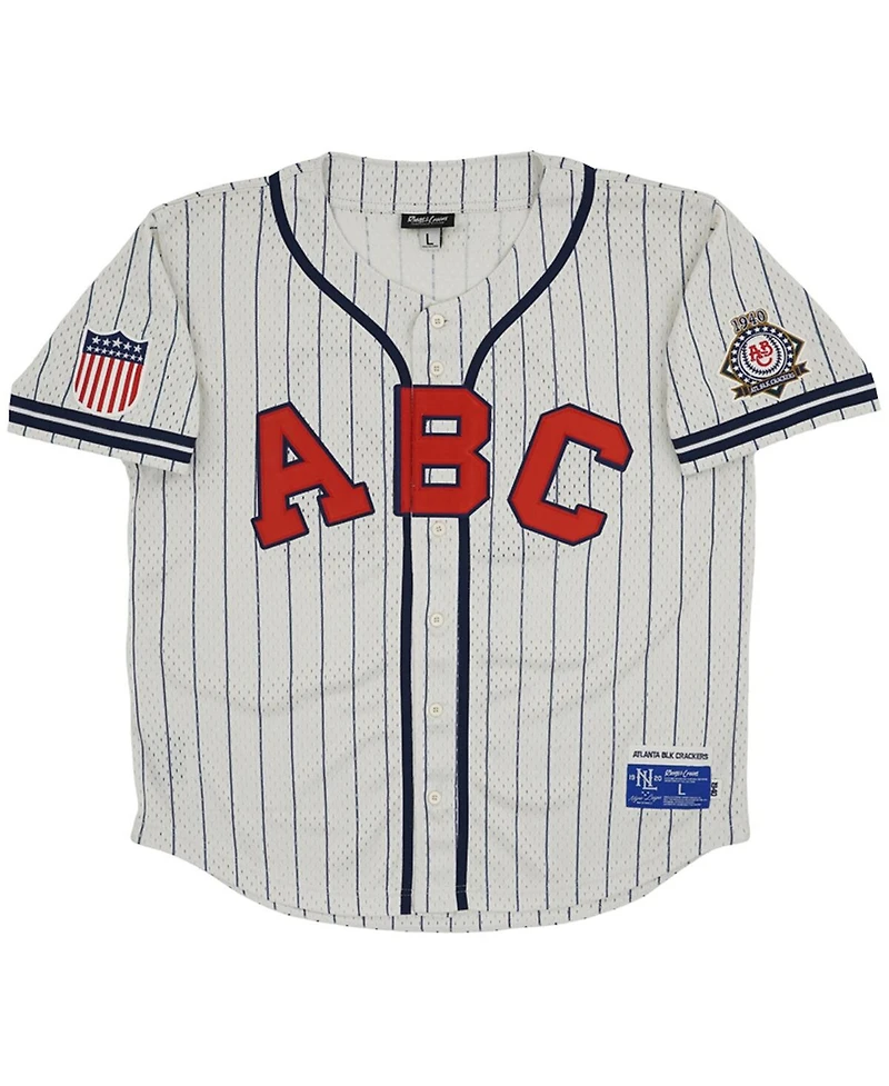 Men's Rings & Crwns #44 Cream Distressed Atlanta Black Crackers Mesh Button-Down Replica Jersey