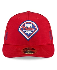 Men's New Era Red Philadelphia Phillies 2024 Clubhouse Low Profile 59FIFTY Fitted Hat