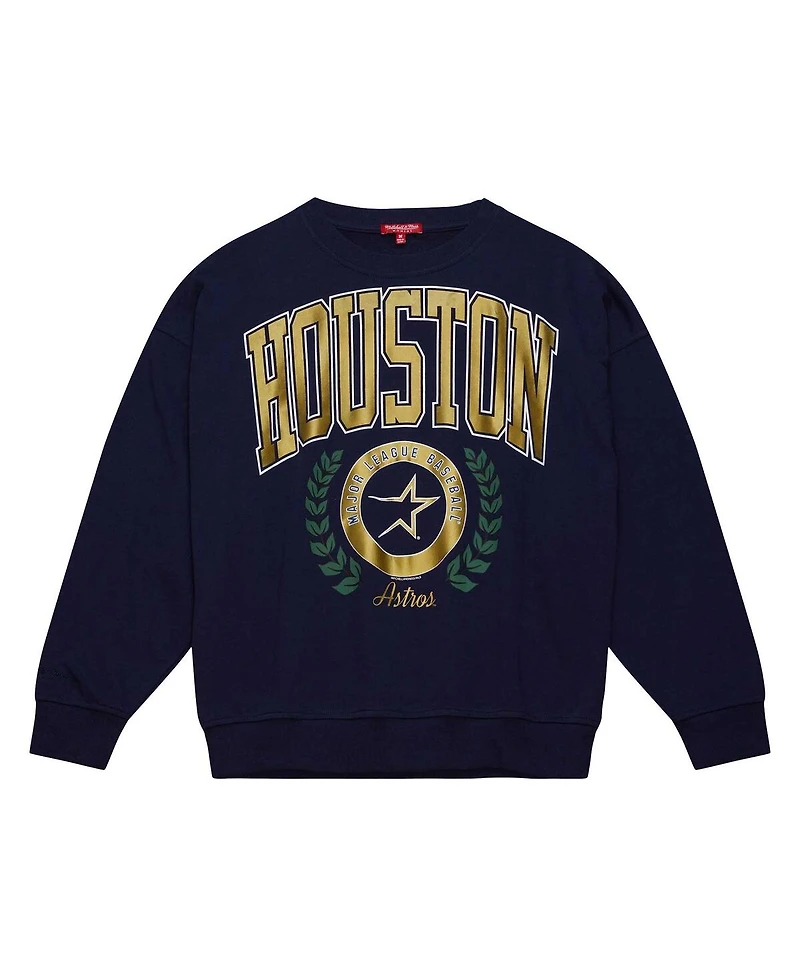 Women's Mitchell & Ness Navy Houston Astros Cooperstown Collection Logo Pullover Sweatshirt