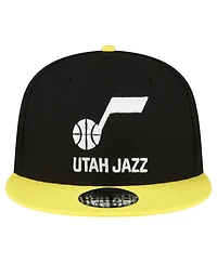 Men's New Era Black, Yellow Utah Jazz Official Team Color 2Tone 9FIFTY Snapback Hat