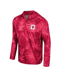 Men's Colosseum Crimson Indiana Hoosiers Palms Printed Lightweight Quarter-Zip Hooded Top
