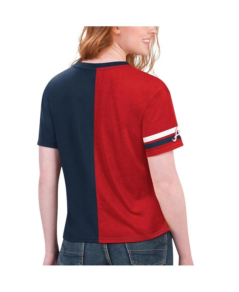 Women's Starter Navy, Red Atlanta Braves Power Move T-shirt