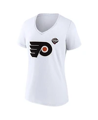 Women's Fanatics White Philadelphia Flyers 2024 Nhl Stadium Series Logo V-Neck T-shirt