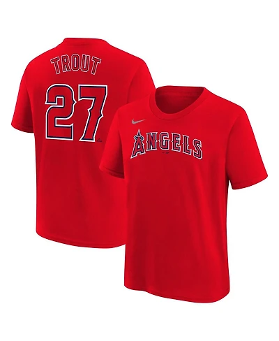 Big Boys Nike Mike Trout Red Los Angeles Angels Home Player Name and Number T-Shirt