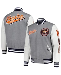 Men's Pro Standard Heather Gray Houston Astros Script Tail Wool Full-Zip Varity Jacket