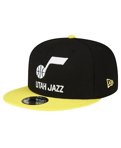 Men's New Era Black, Yellow Utah Jazz Official Team Color 2Tone 9FIFTY Snapback Hat