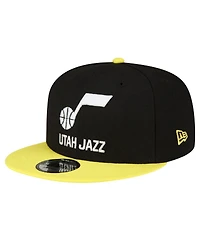 Men's New Era Black, Yellow Utah Jazz Official Team Color 2Tone 9FIFTY Snapback Hat