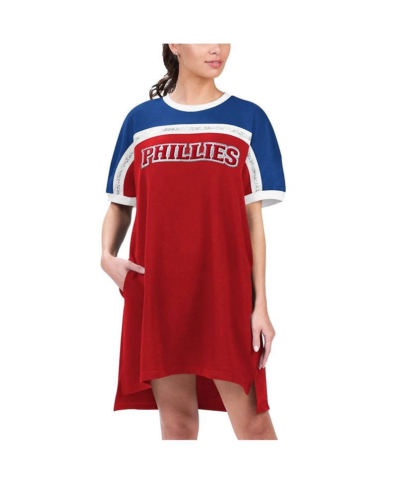 Women's G-iii 4Her by Carl Banks Red, Royal Philadelphia Phillies Circus Catch Sneaker Dress
