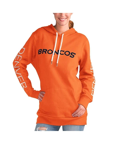 Women's G-iii 4Her by Carl Banks Orange Denver Broncos Extra Inning Pullover Hoodie