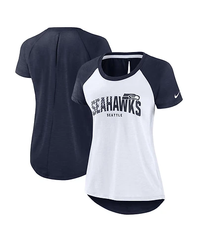 Women's Nike White, Heather Scarlet Seattle Seahawks Back Slit Lightweight Fashion T-shirt