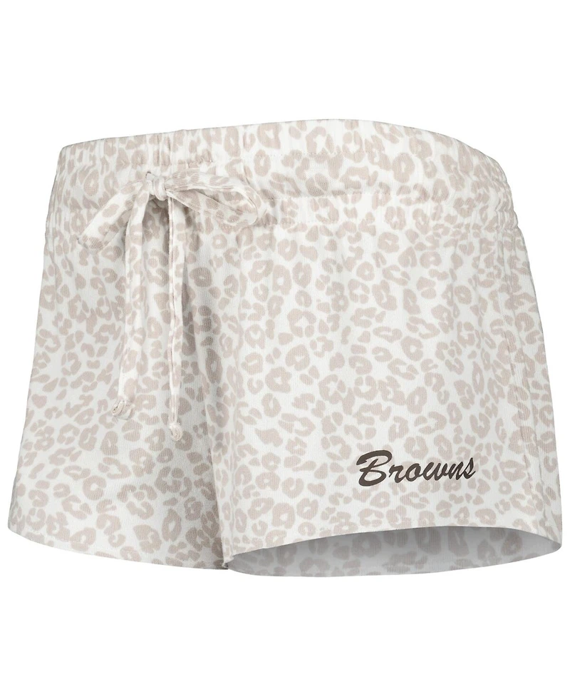 Women's Concepts Sport White, Cream Cleveland Browns Montana Knit T-Shirt and Shorts Sleep Set