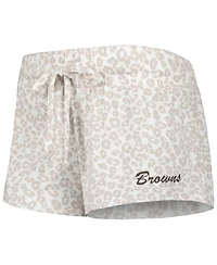 Women's Concepts Sport White, Cream Cleveland Browns Montana Knit T-Shirt and Shorts Sleep Set