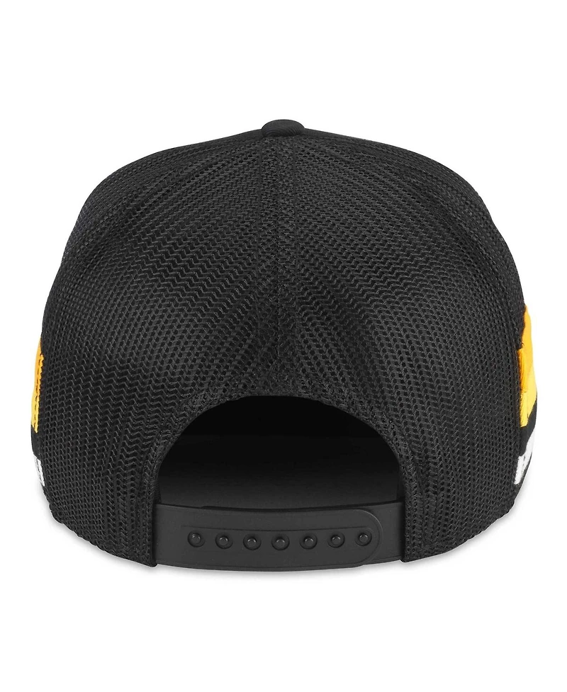 Men's American Needle Black Pittsburgh Penguins HotFoot Stripes Trucker Adjustable Hat