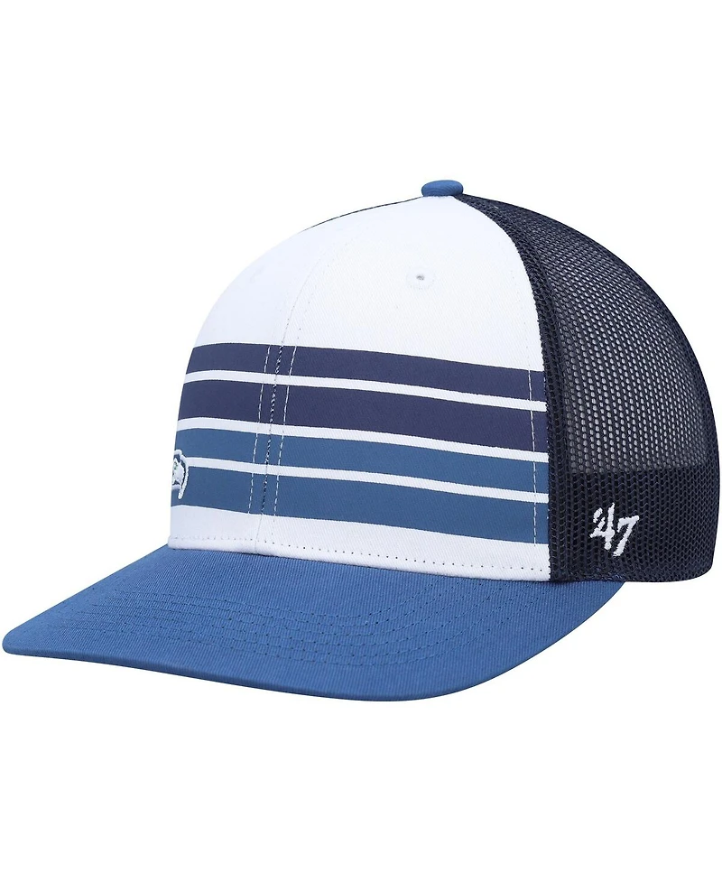Youth Boys and Girls '47 Brand White, Blue Seattle Seahawks Cove Trucker Snapback Hat