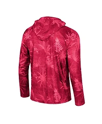 Men's Colosseum Crimson Indiana Hoosiers Palms Printed Lightweight Quarter-Zip Hooded Top