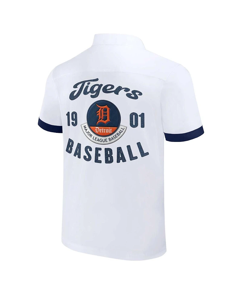 Men's Darius Rucker Collection by Fanatics White Detroit Tigers Bowling Button-Up Shirt