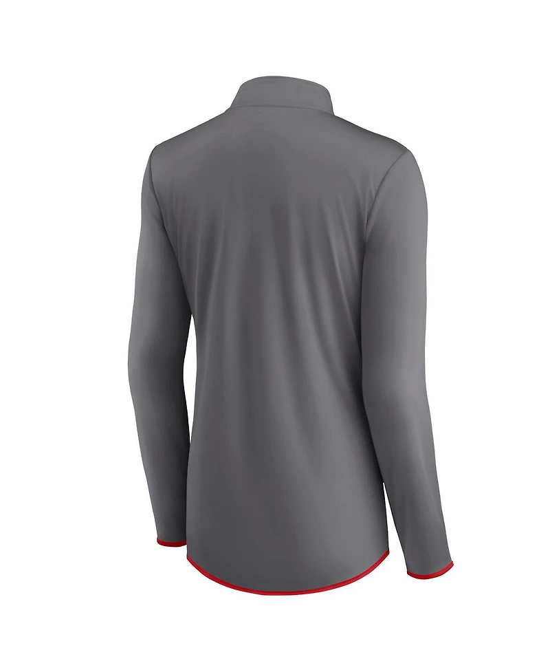 Women's Fanatics Gray New York Giants Corner Long Sleeve 1/4 Zip Top