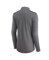 Women's Fanatics Gray New York Giants Corner Long Sleeve 1/4 Zip Top