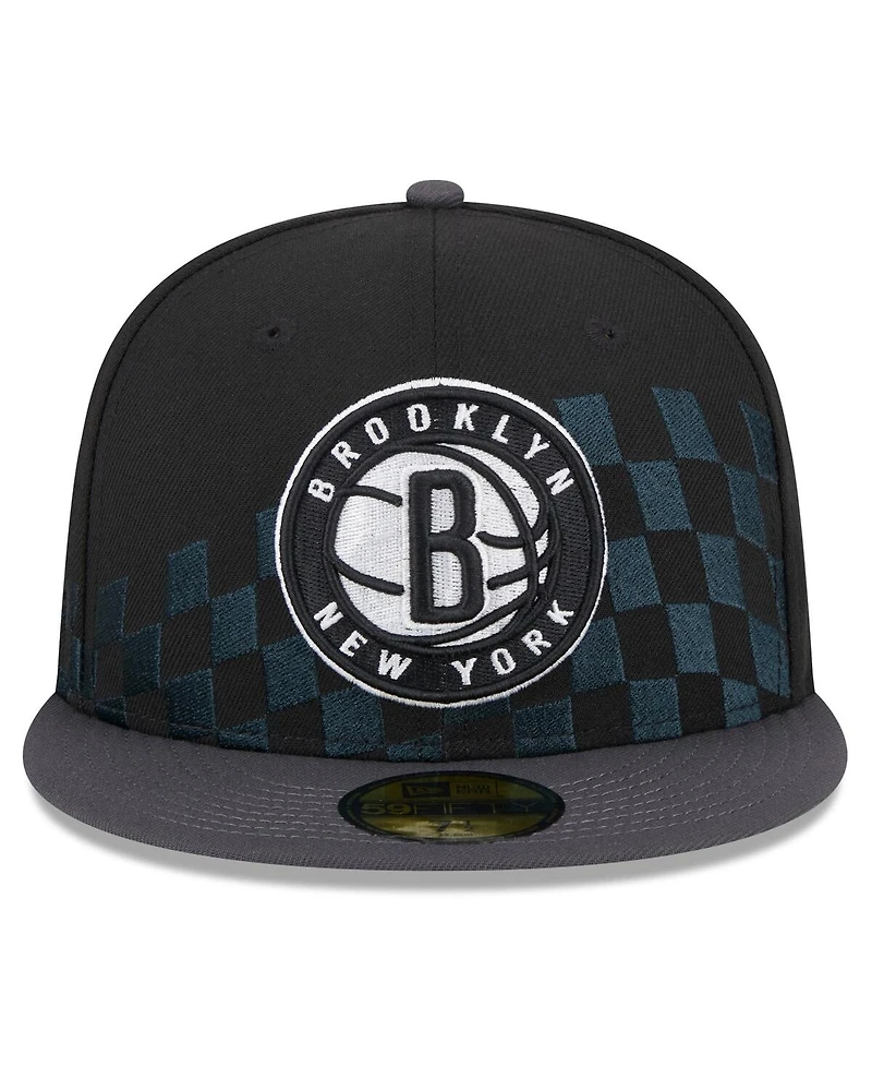 Men's New Era Black Brooklyn Nets 2024 Nba All-Star Game Rally Drive Checkerboard 59FIFTY Crown Fitted Hat
