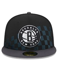 Men's New Era Black Brooklyn Nets 2024 Nba All-Star Game Rally Drive Checkerboard 59FIFTY Crown Fitted Hat