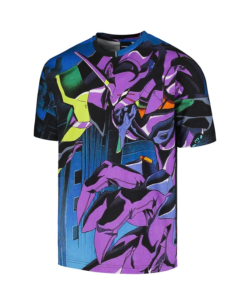 Men's and Women's Dumbgood Blue, Black Neon Genesis Evangelion Graphic T-Shirt
