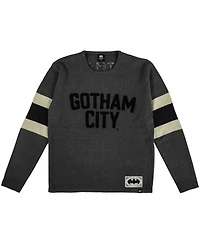 Men's Heroes & Villains Gray Batman Gotham City Varsity Sweater
