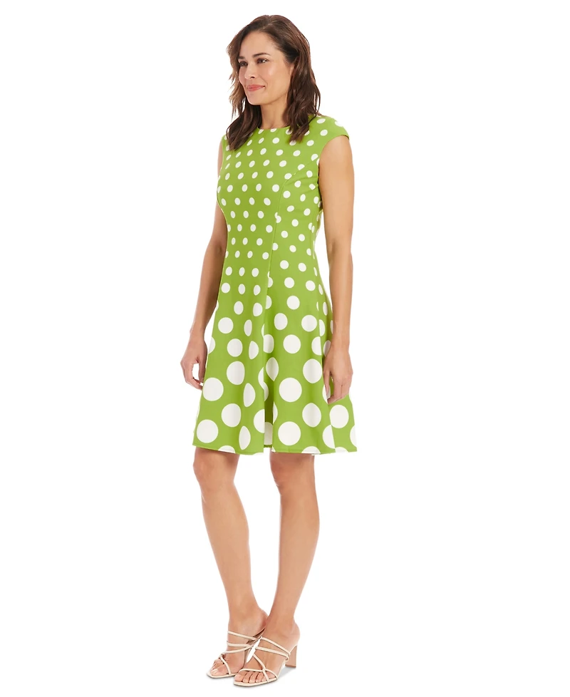 London Times Petite Polka-Dot Fit & Flare Dress