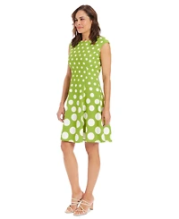 London Times Petite Polka-Dot Fit & Flare Dress