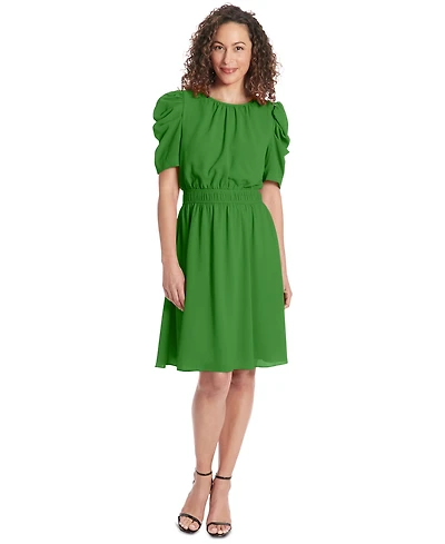 London Times Petite Caterpillar-Sleeve Jewel-Neck Dress