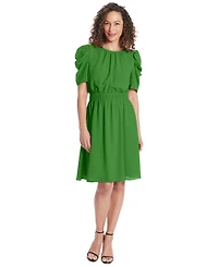 London Times Petite Caterpillar-Sleeve Jewel-Neck Dress