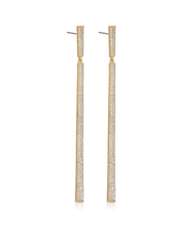 Ettika Straight Drop 18k Gold Plated Crystal Dangle Earrings